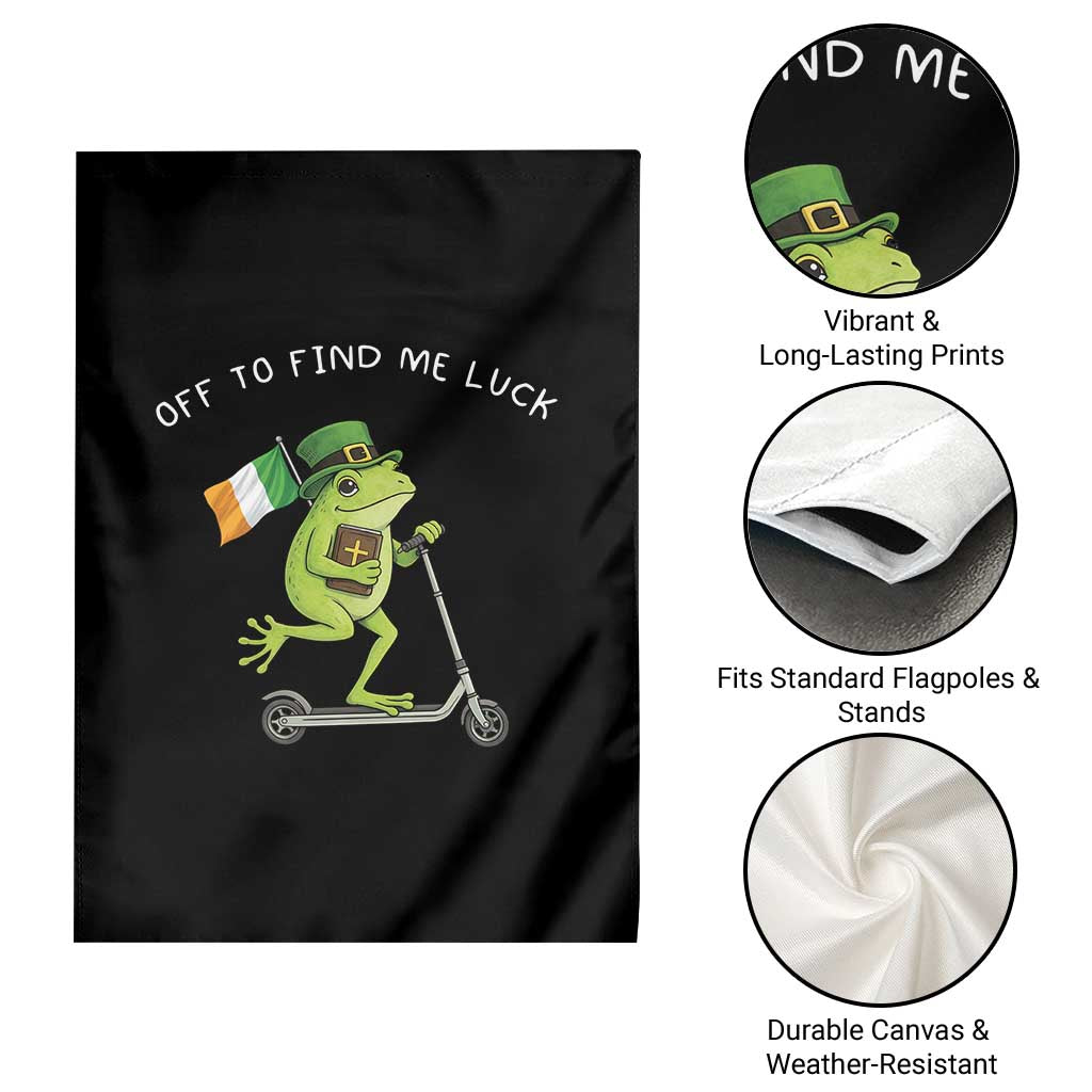 Funny Frog Christian St Patricks Day Garden Flag Off To Find Me Lucky