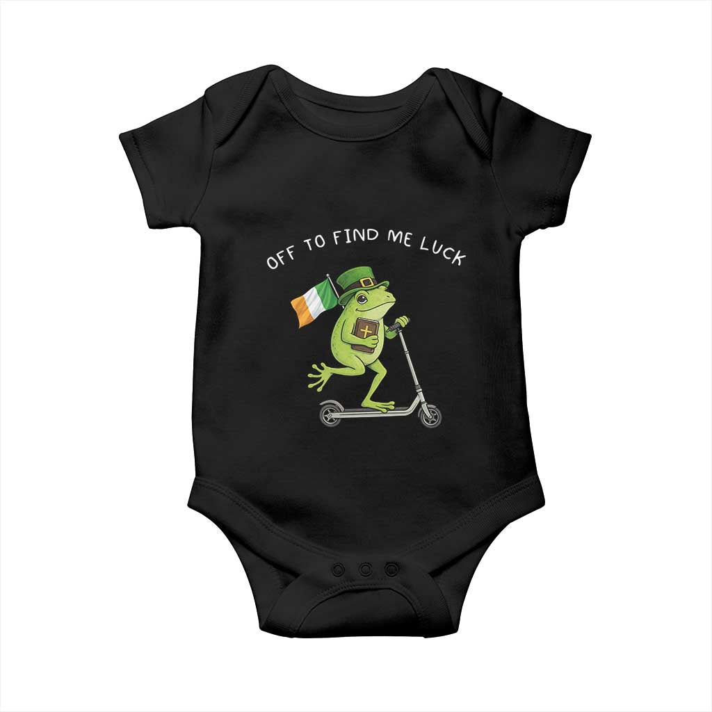 Funny Frog Christian St Patricks Day Baby Onesie Off To Find Me Lucky