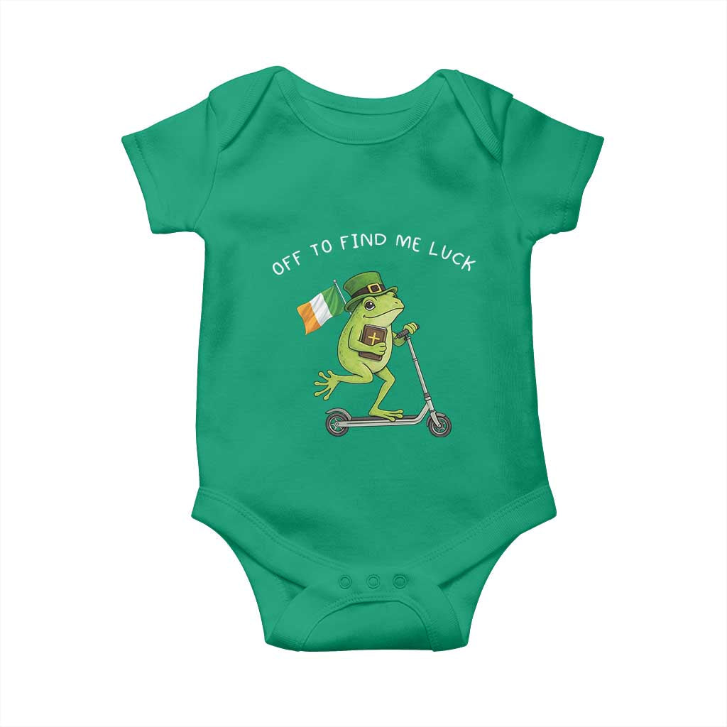 Funny Frog Christian St Patricks Day Baby Onesie Off To Find Me Lucky