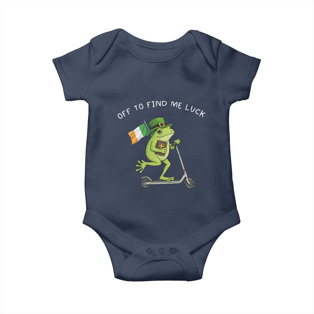 Funny Frog Christian St Patricks Day Baby Onesie Off To Find Me Lucky