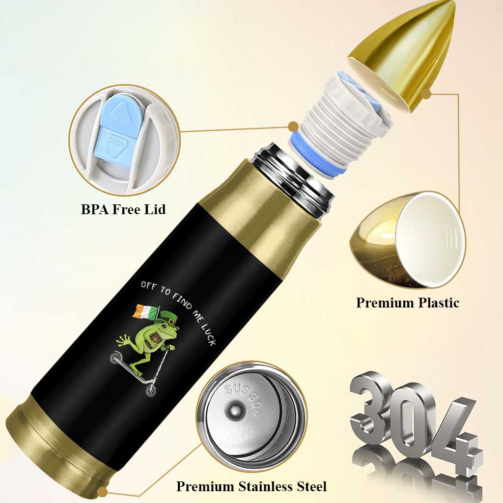 Funny Frog Christian St Patricks Day Bullet Tumbler Off To Find Me Lucky
