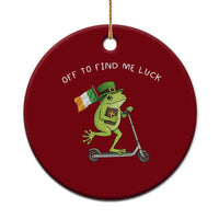 Funny Frog Christian St Patricks Day Ceramic Ornament Off To Find Me Lucky