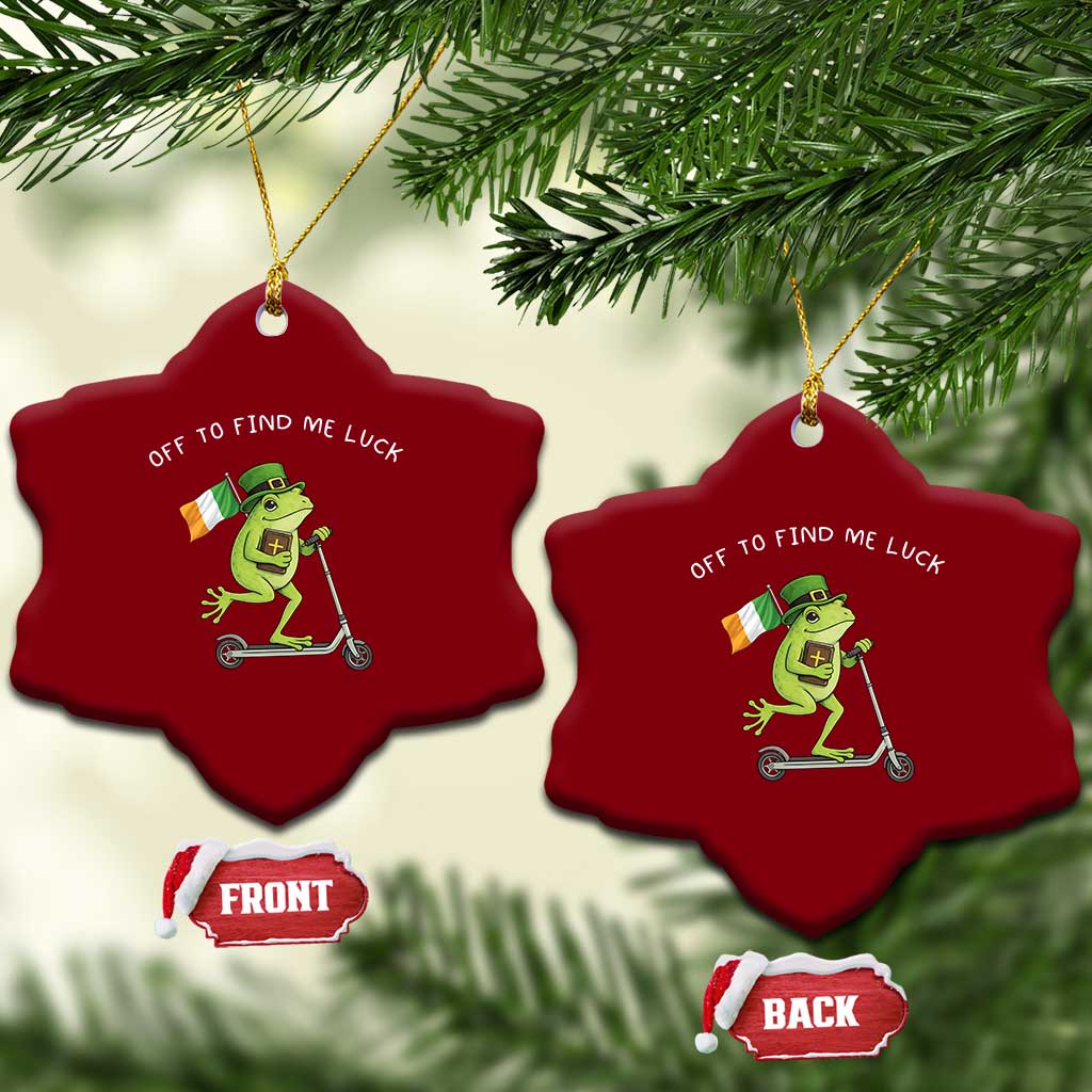 Funny Frog Christian St Patricks Day Ceramic Ornament Off To Find Me Lucky