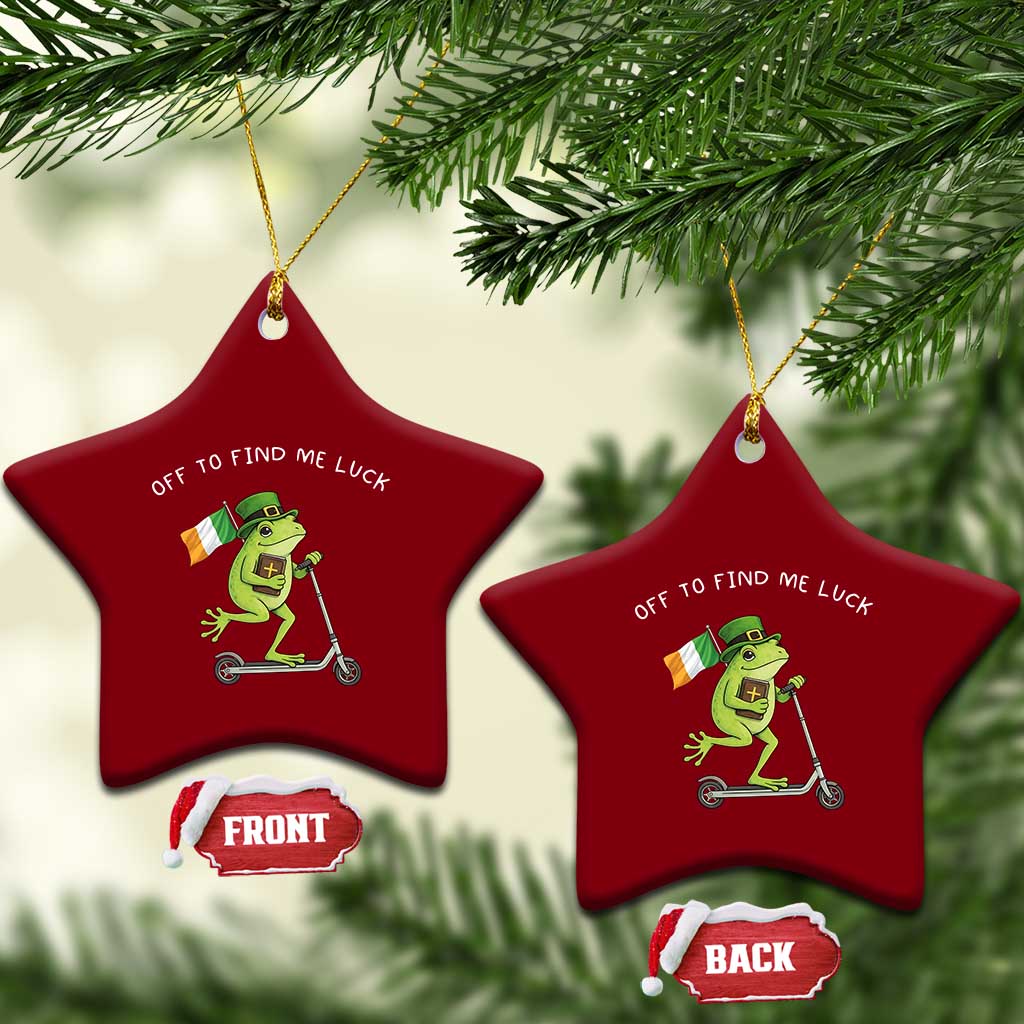 Funny Frog Christian St Patricks Day Ceramic Ornament Off To Find Me Lucky