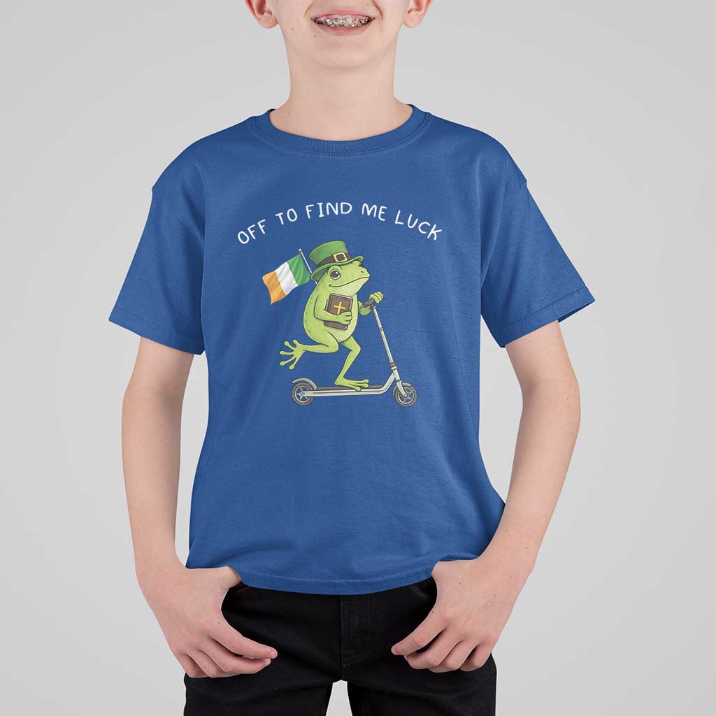 Funny Frog Christian St Patricks Day T Shirt For Kid Off To Find Me Lucky