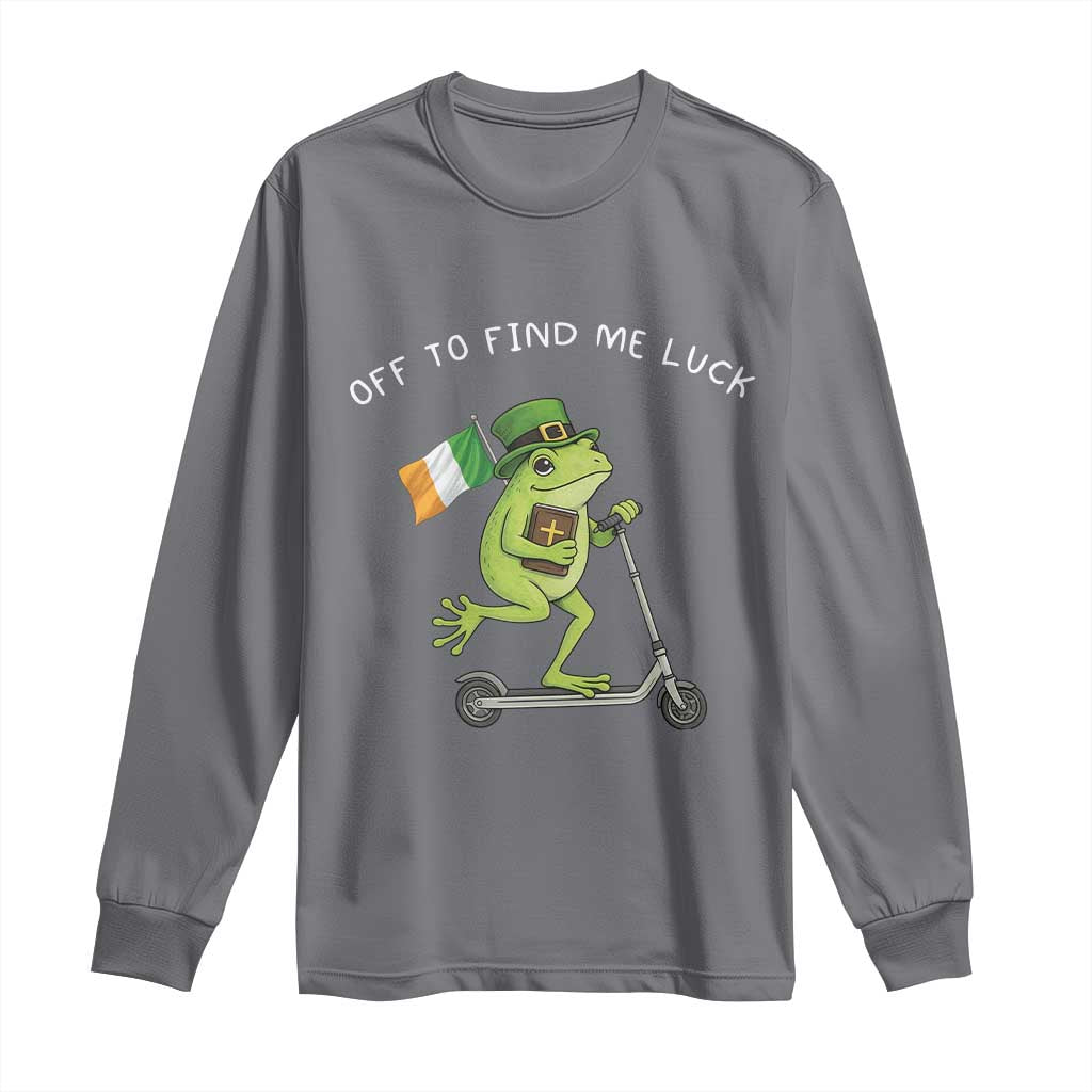 Funny Frog Christian St Patricks Day Long Sleeve Shirt Off To Find Me Lucky
