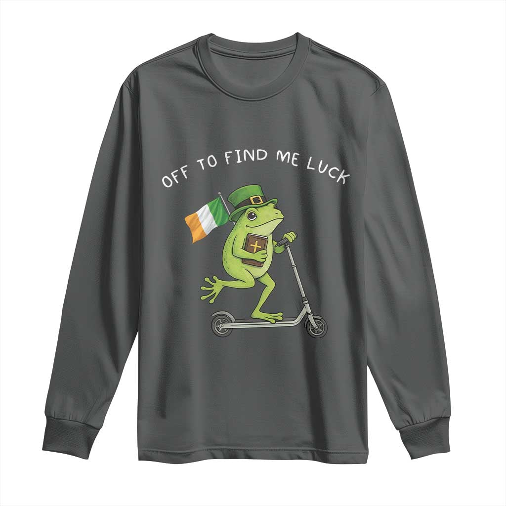 Funny Frog Christian St Patricks Day Long Sleeve Shirt Off To Find Me Lucky