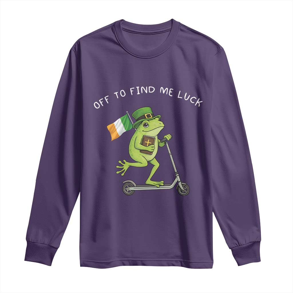 Funny Frog Christian St Patricks Day Long Sleeve Shirt Off To Find Me Lucky