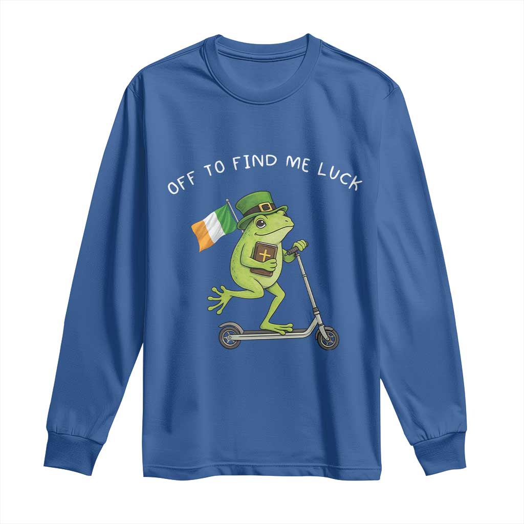 Funny Frog Christian St Patricks Day Long Sleeve Shirt Off To Find Me Lucky