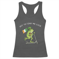 Funny Frog Christian St Patricks Day Racerback Tank Top Off To Find Me Lucky