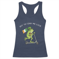 Funny Frog Christian St Patricks Day Racerback Tank Top Off To Find Me Lucky
