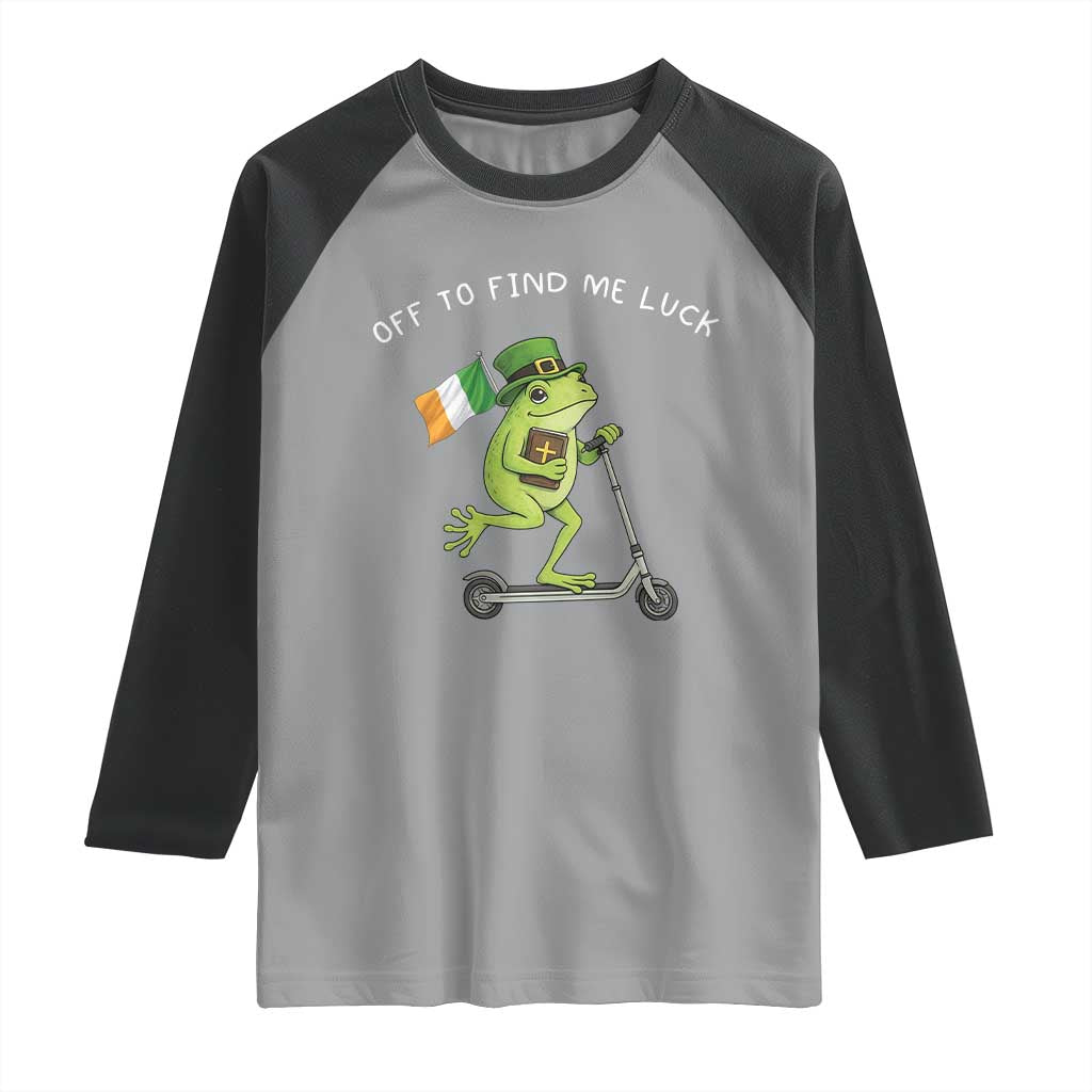 Funny Frog Christian St Patricks Day Raglan Shirt Off To Find Me Lucky