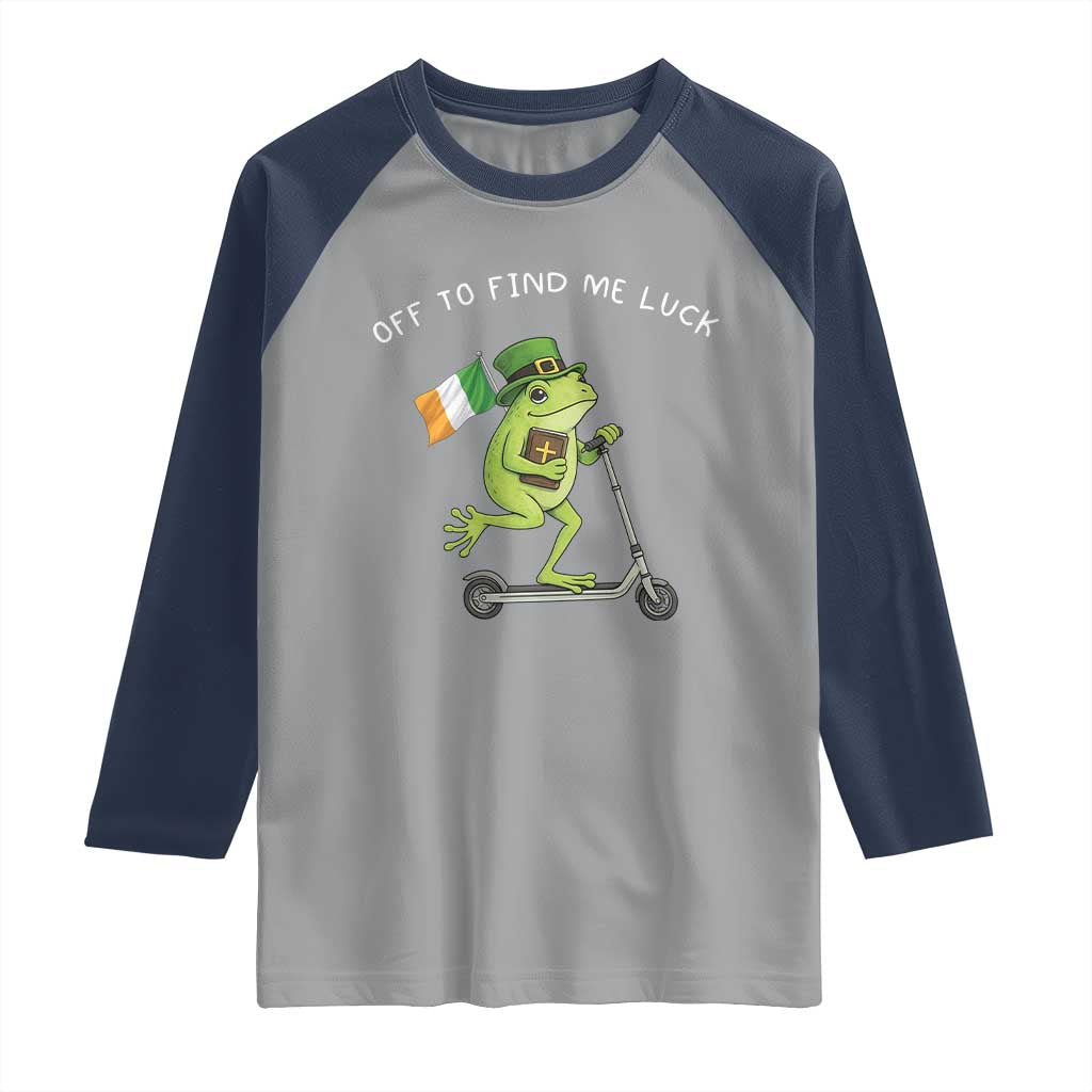 Funny Frog Christian St Patricks Day Raglan Shirt Off To Find Me Lucky