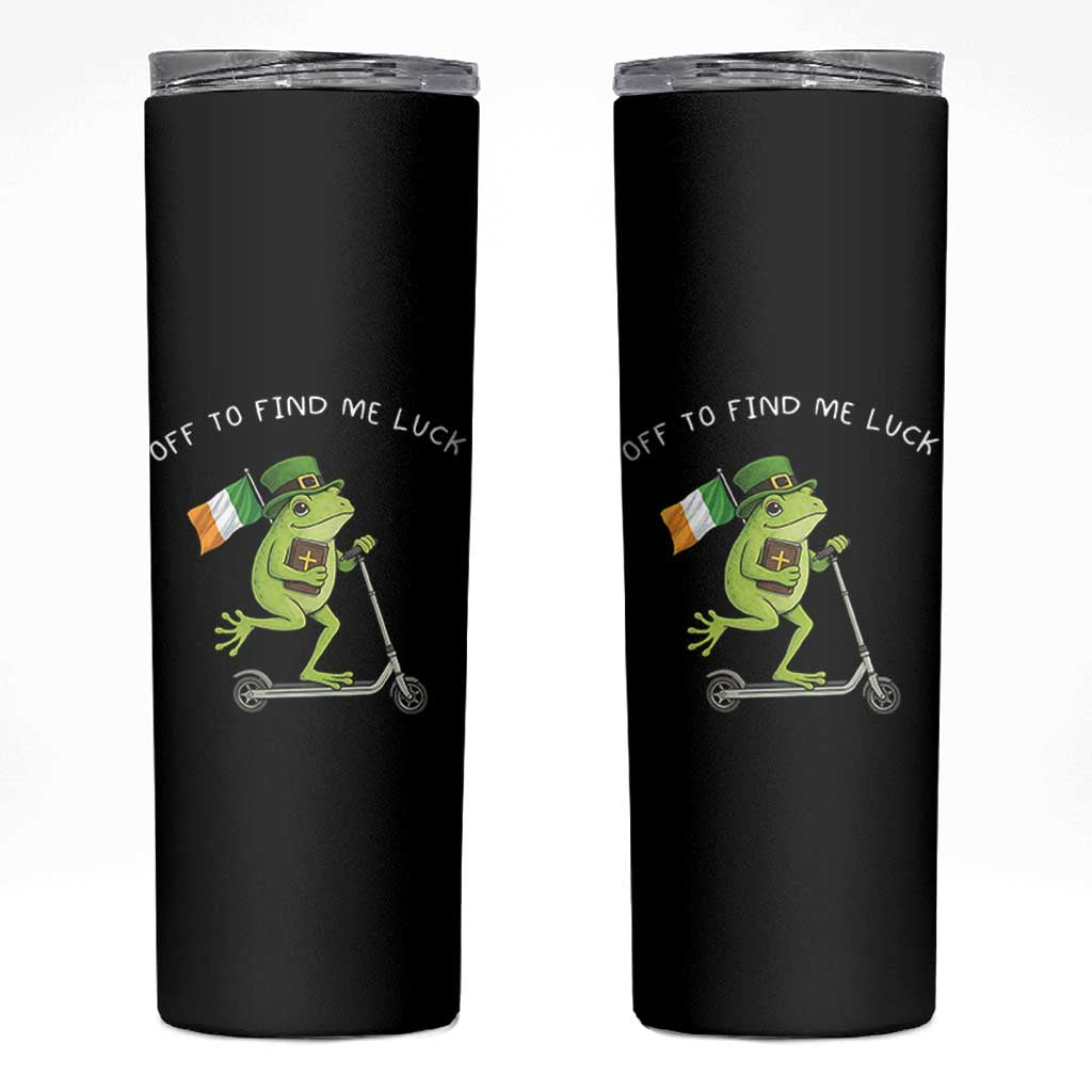 Funny Frog Christian St Patricks Day Skinny Tumbler Off To Find Me Lucky