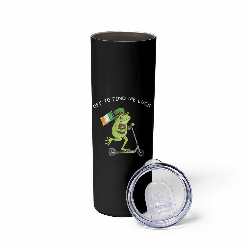 Funny Frog Christian St Patricks Day Skinny Tumbler Off To Find Me Lucky