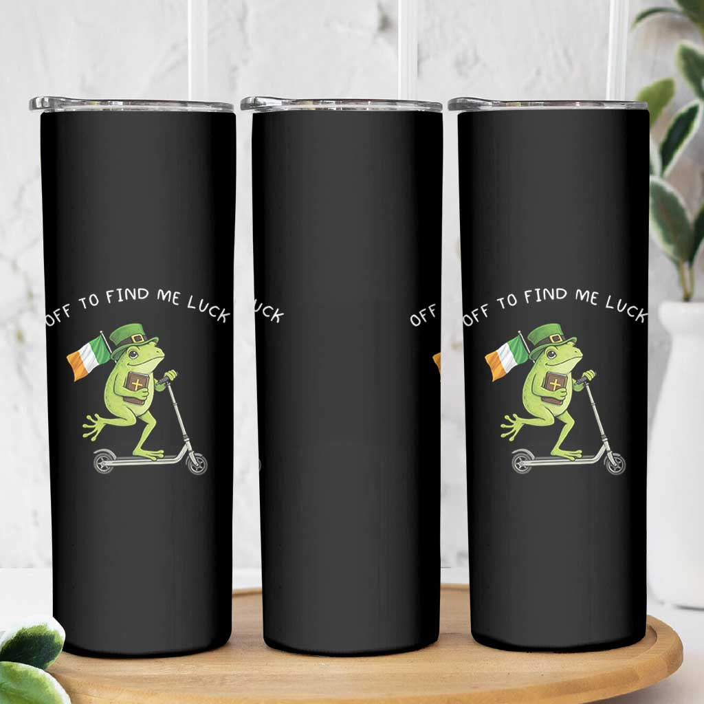 Funny Frog Christian St Patricks Day Skinny Tumbler Off To Find Me Lucky