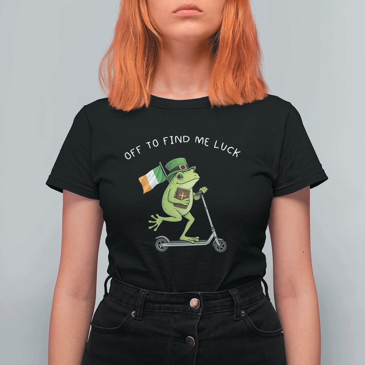 Funny Frog Christian St Patricks Day T Shirt For Women Off To Find Me Lucky