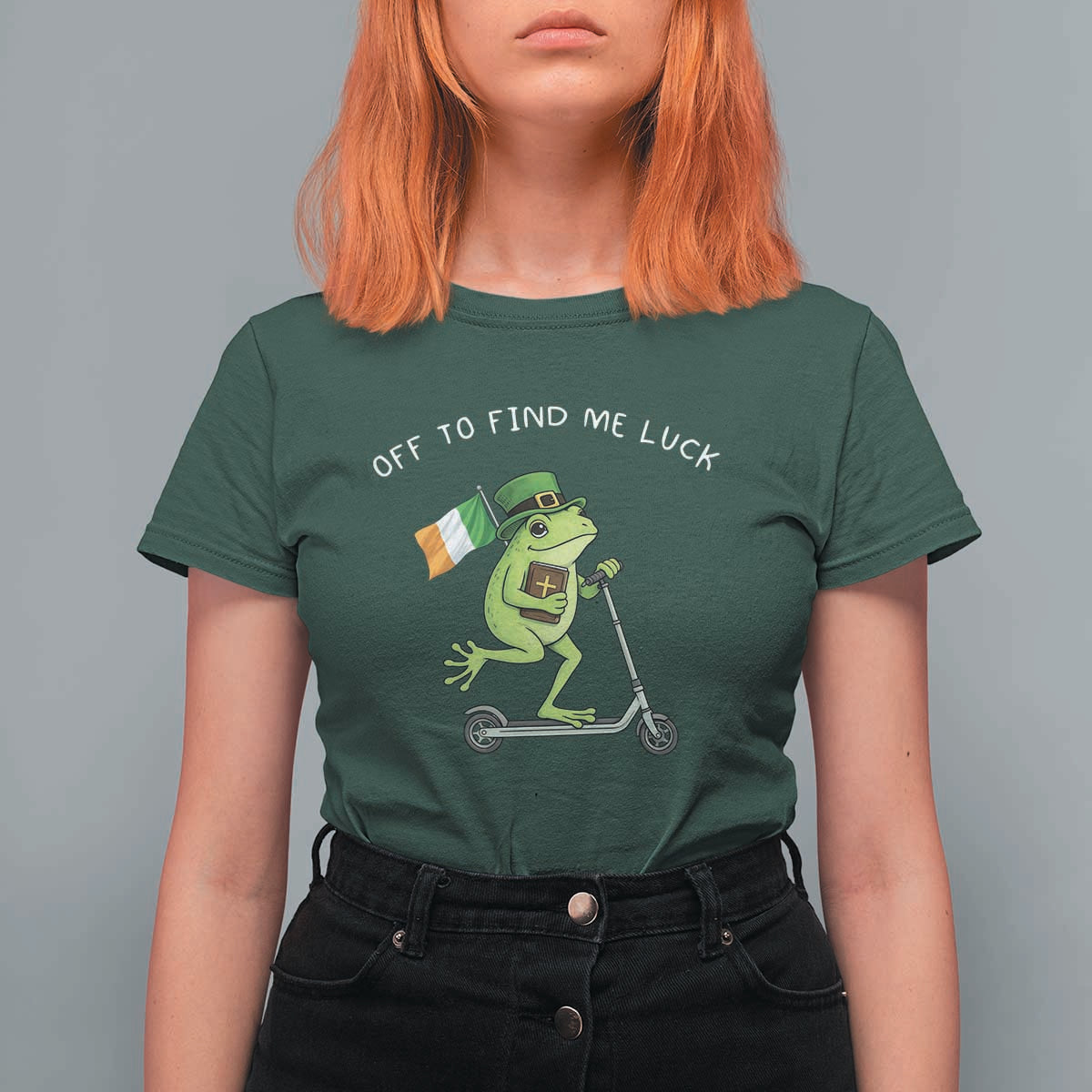 Funny Frog Christian St Patricks Day T Shirt For Women Off To Find Me Lucky