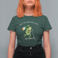 Funny Frog Christian St Patricks Day T Shirt For Women Off To Find Me Lucky