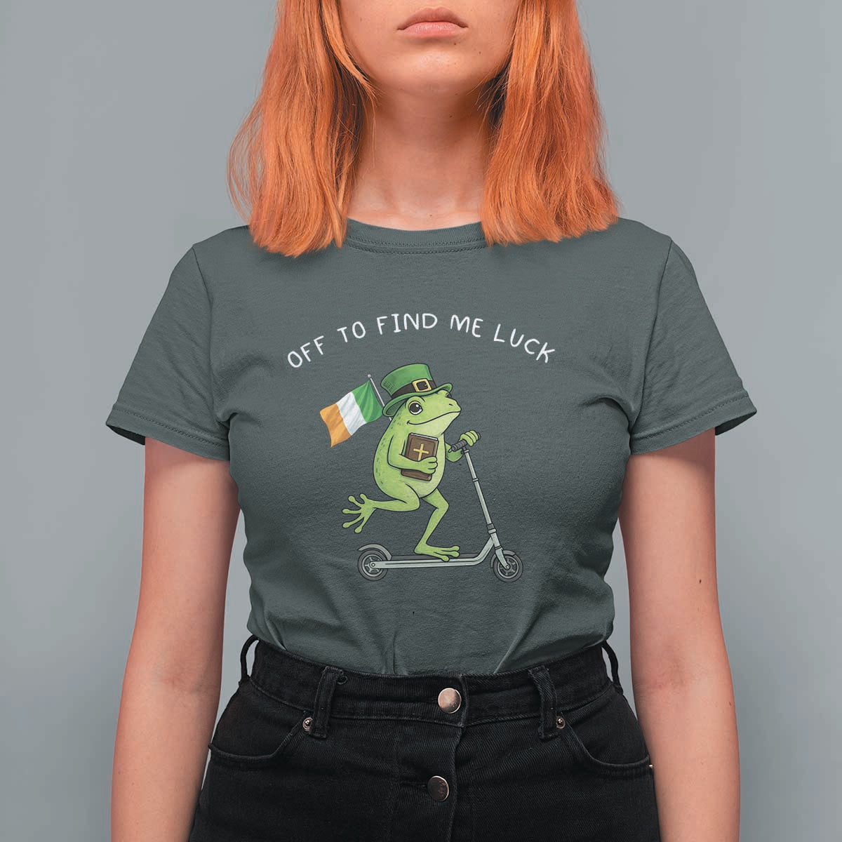 Funny Frog Christian St Patricks Day T Shirt For Women Off To Find Me Lucky