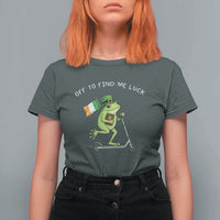 Funny Frog Christian St Patricks Day T Shirt For Women Off To Find Me Lucky