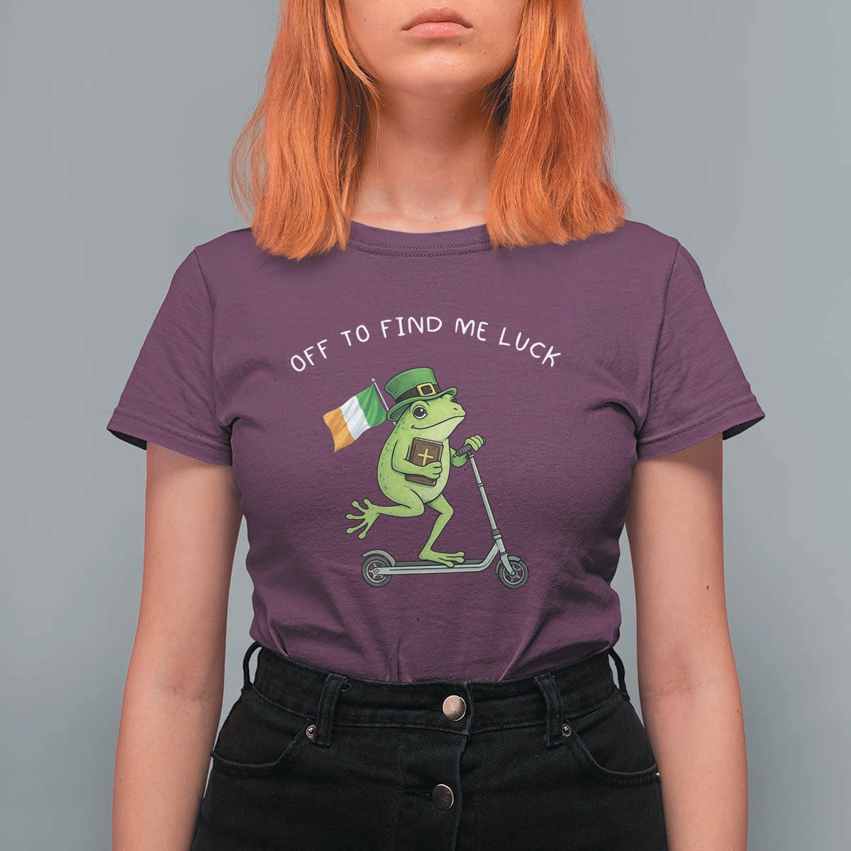 Funny Frog Christian St Patricks Day T Shirt For Women Off To Find Me Lucky