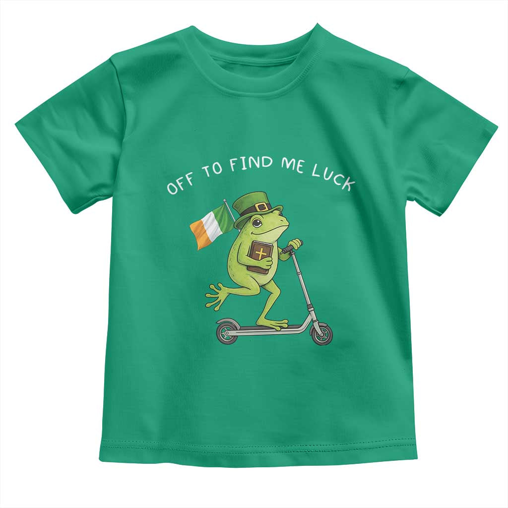 Funny Frog Christian St Patricks Day Toddler T Shirt Off To Find Me Lucky
