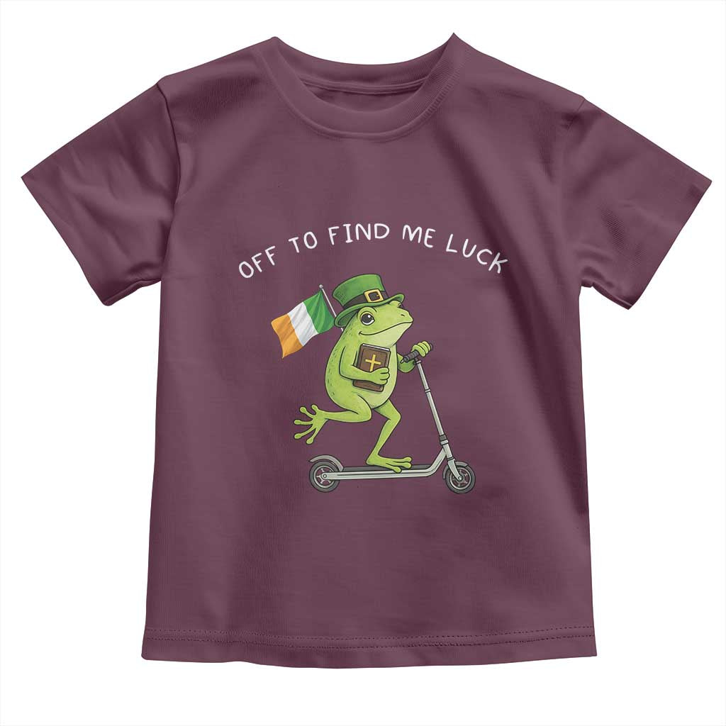 Funny Frog Christian St Patricks Day Toddler T Shirt Off To Find Me Lucky