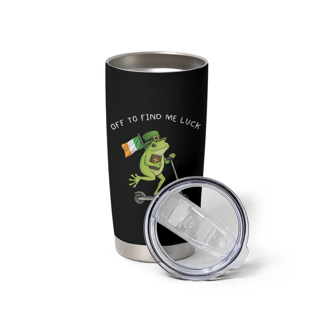 Funny Frog Christian St Patricks Day Tumbler Cup Off To Find Me Lucky
