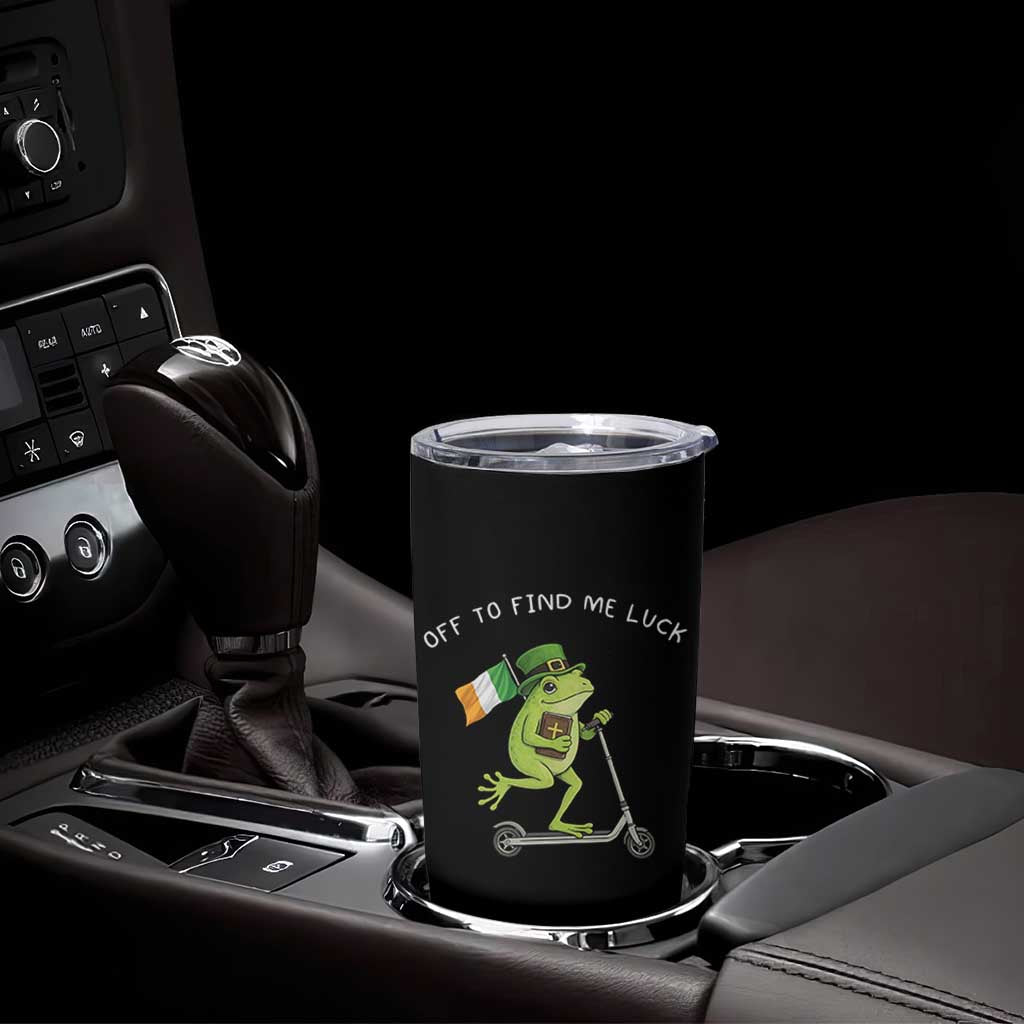 Funny Frog Christian St Patricks Day Tumbler Cup Off To Find Me Lucky