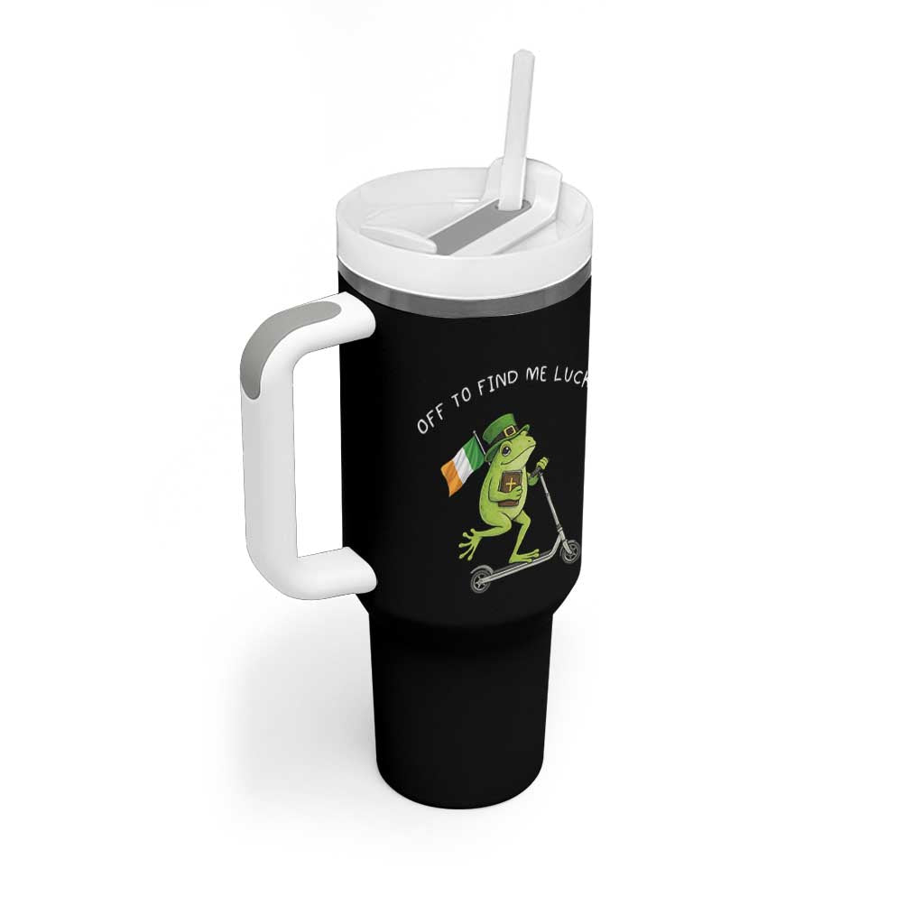 Funny Frog Christian St Patricks Day Tumbler With Handle Off To Find Me Lucky