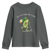 Funny Frog Christian St Patricks Day Youth Sweatshirt Off To Find Me Lucky