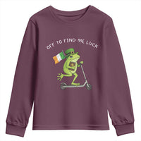 Funny Frog Christian St Patricks Day Youth Sweatshirt Off To Find Me Lucky