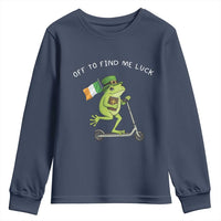 Funny Frog Christian St Patricks Day Youth Sweatshirt Off To Find Me Lucky