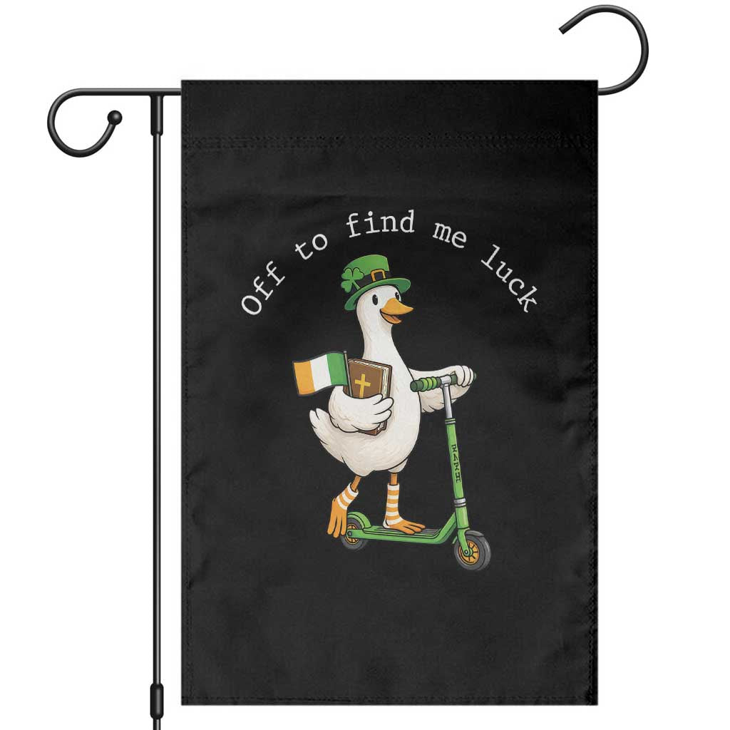 Funny Goose Christian St Patricks Day Garden Flag Off To Find Me Lucky