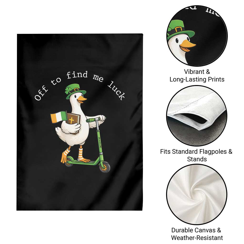 Funny Goose Christian St Patricks Day Garden Flag Off To Find Me Lucky