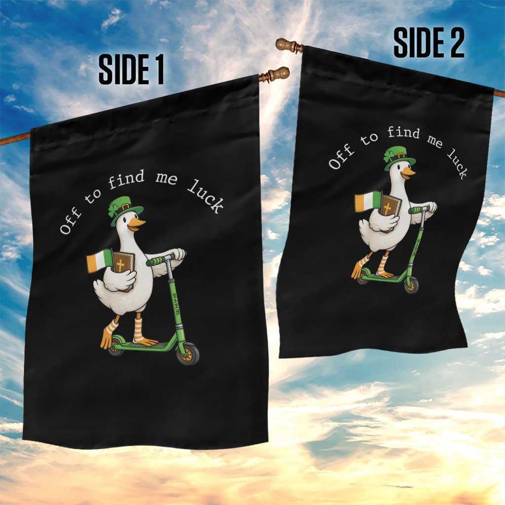 Funny Goose Christian St Patricks Day Garden Flag Off To Find Me Lucky