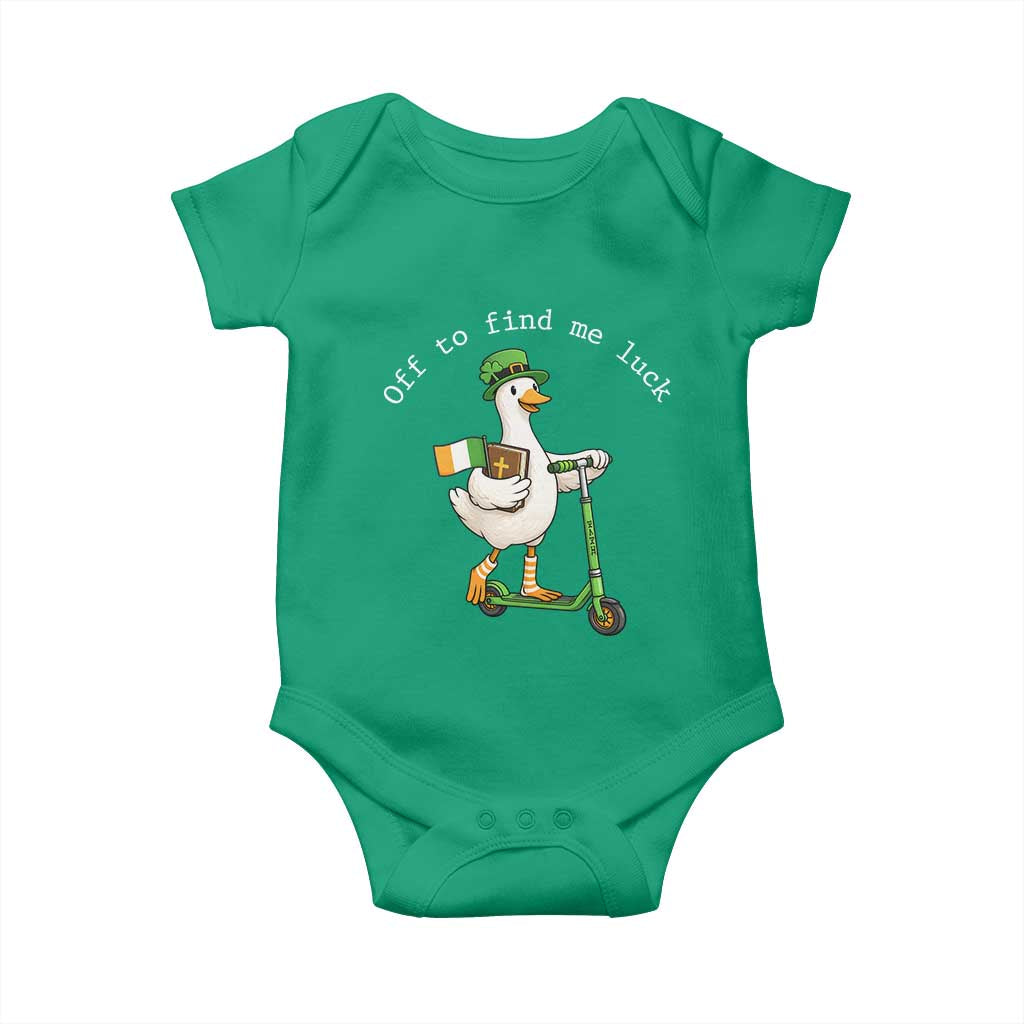 Funny Goose Christian St Patricks Day Baby Onesie Off To Find Me Lucky
