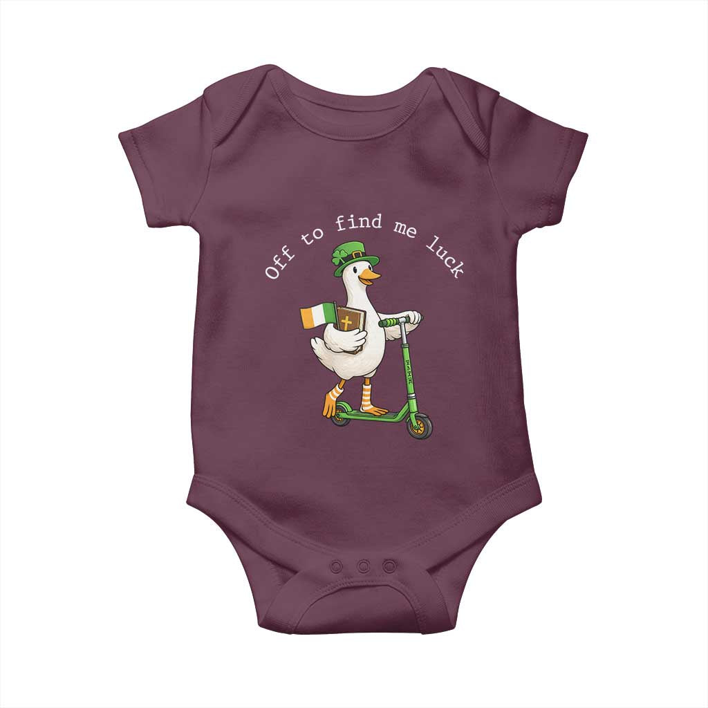 Funny Goose Christian St Patricks Day Baby Onesie Off To Find Me Lucky