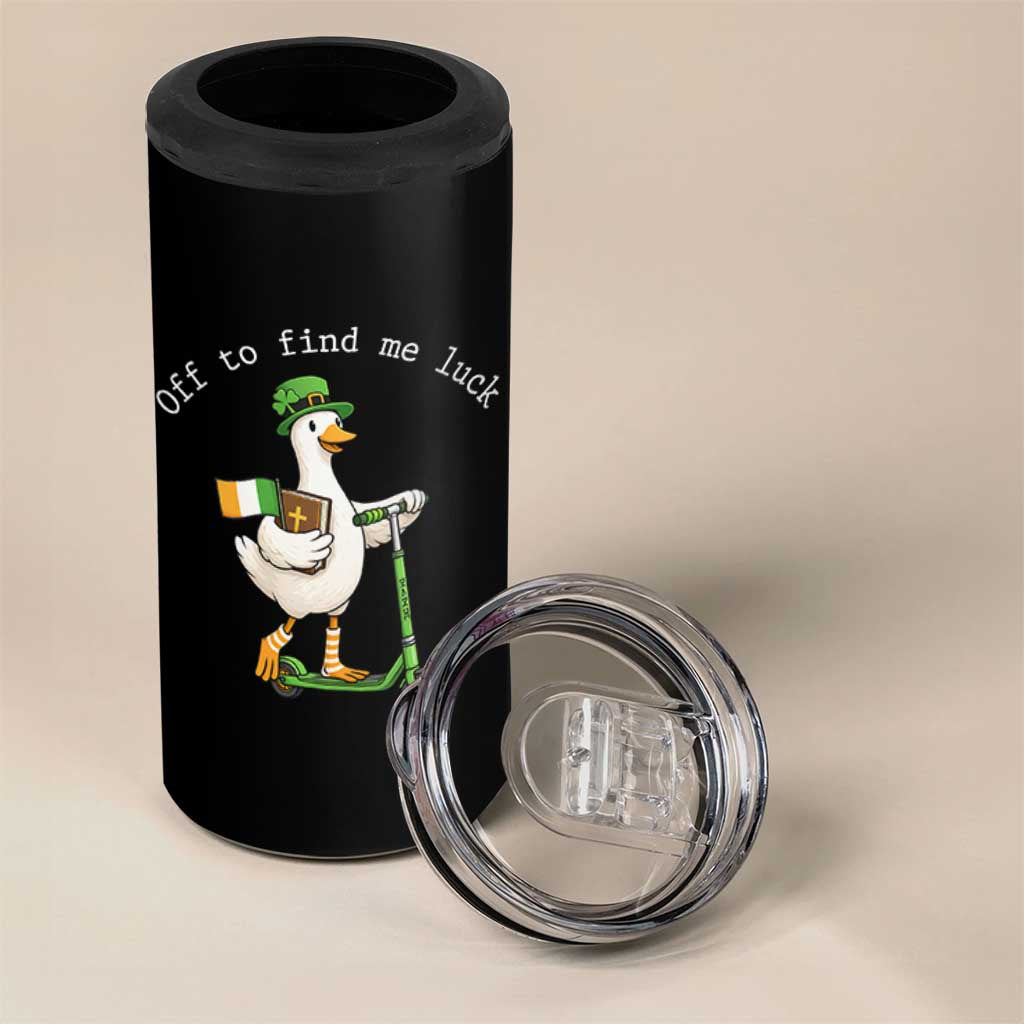 Funny Goose Christian St Patricks Day 4 in 1 Can Cooler Tumbler Off To Find Me Lucky