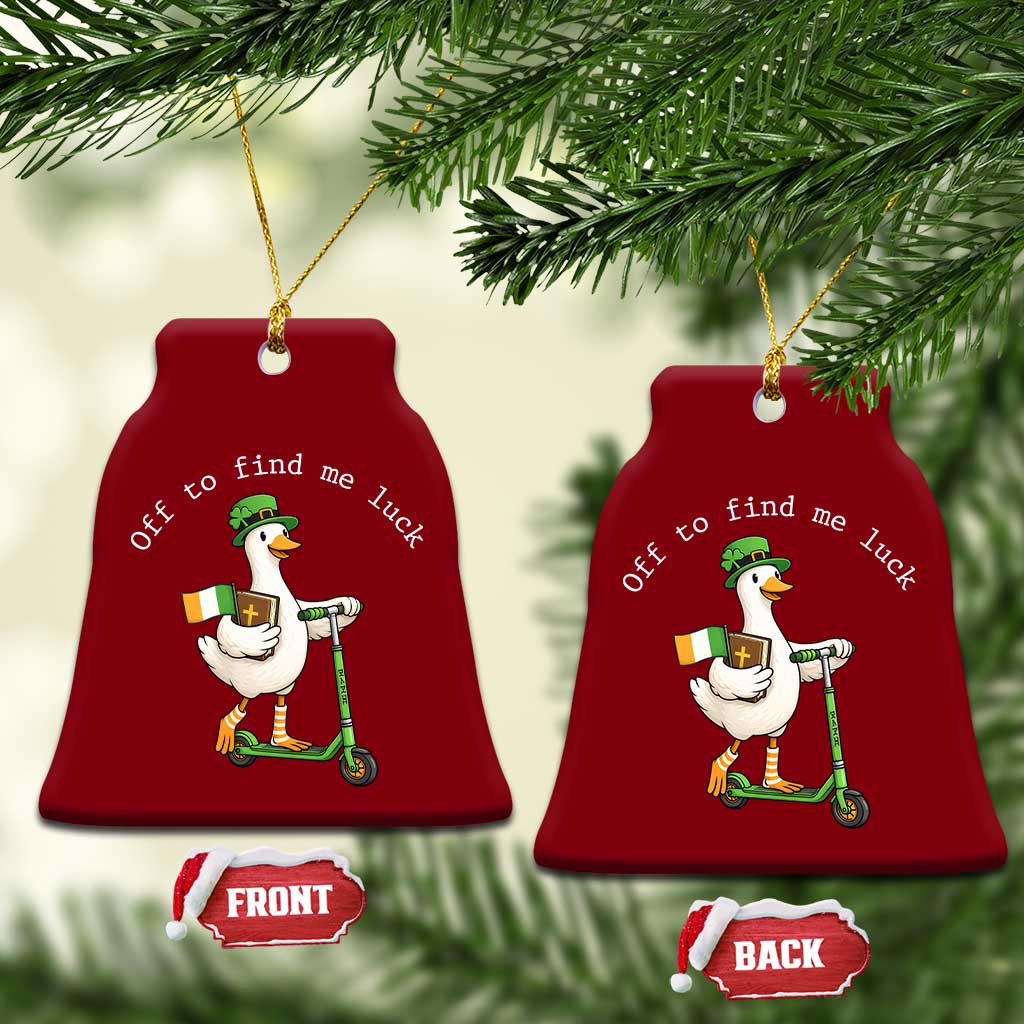 Funny Goose Christian St Patricks Day Ceramic Ornament Off To Find Me Lucky