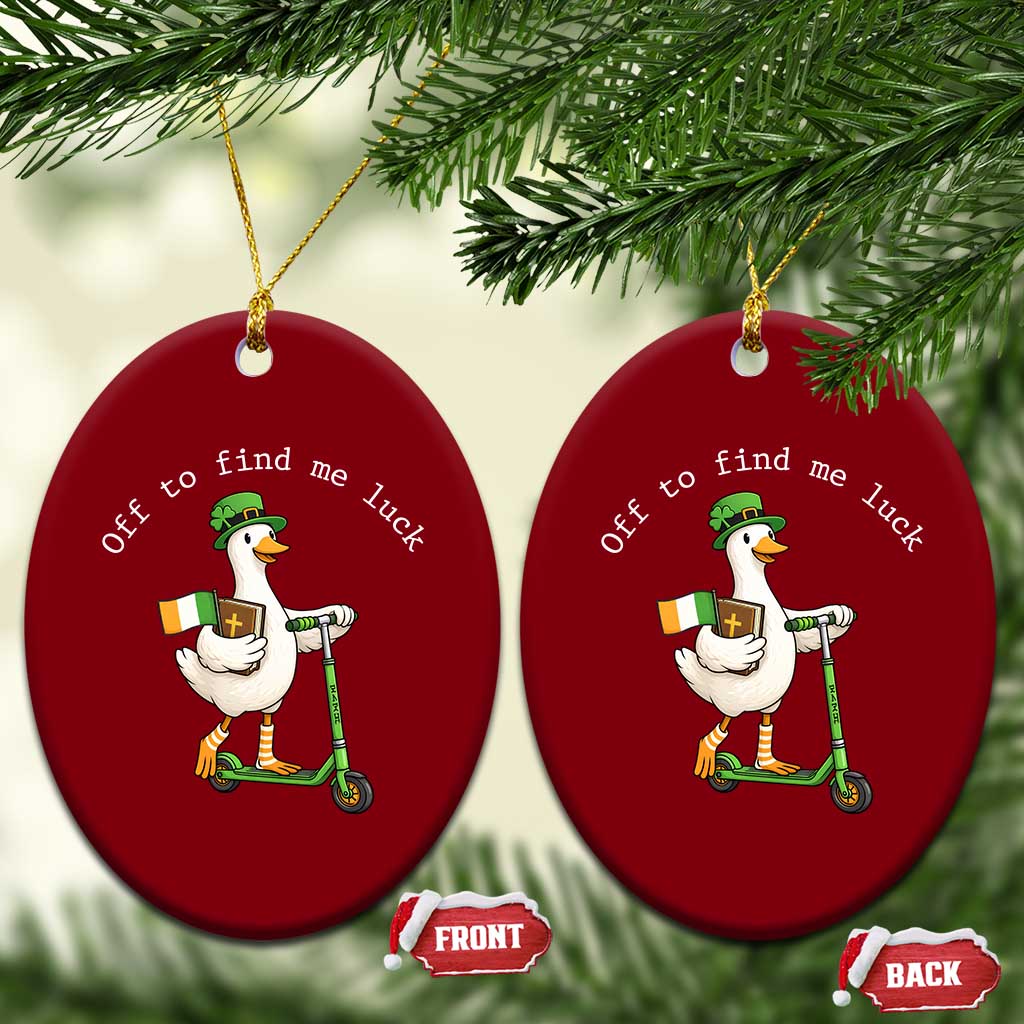 Funny Goose Christian St Patricks Day Ceramic Ornament Off To Find Me Lucky