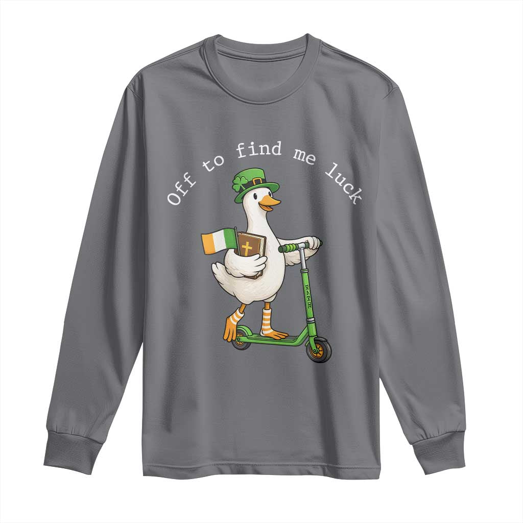 Funny Goose Christian St Patricks Day Long Sleeve Shirt Off To Find Me Lucky