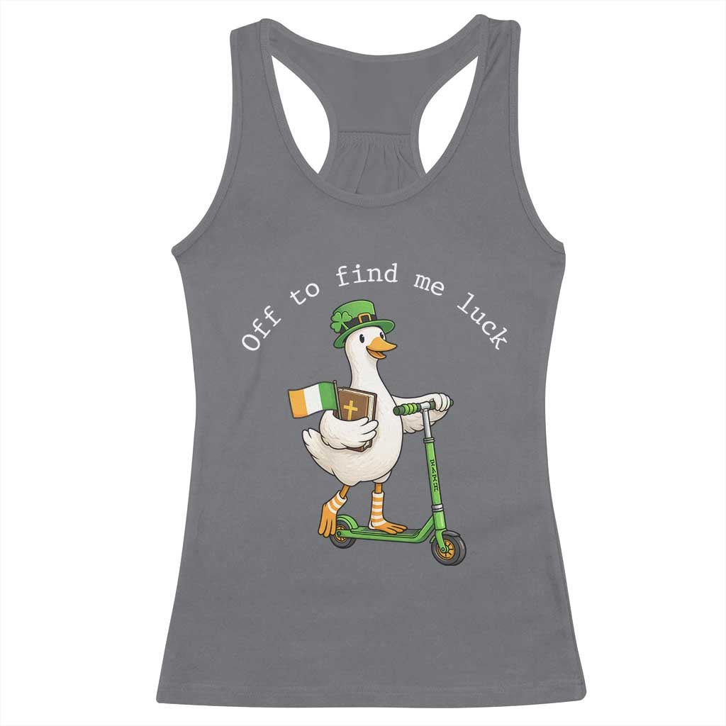 Funny Goose Christian St Patricks Day Racerback Tank Top Off To Find Me Lucky