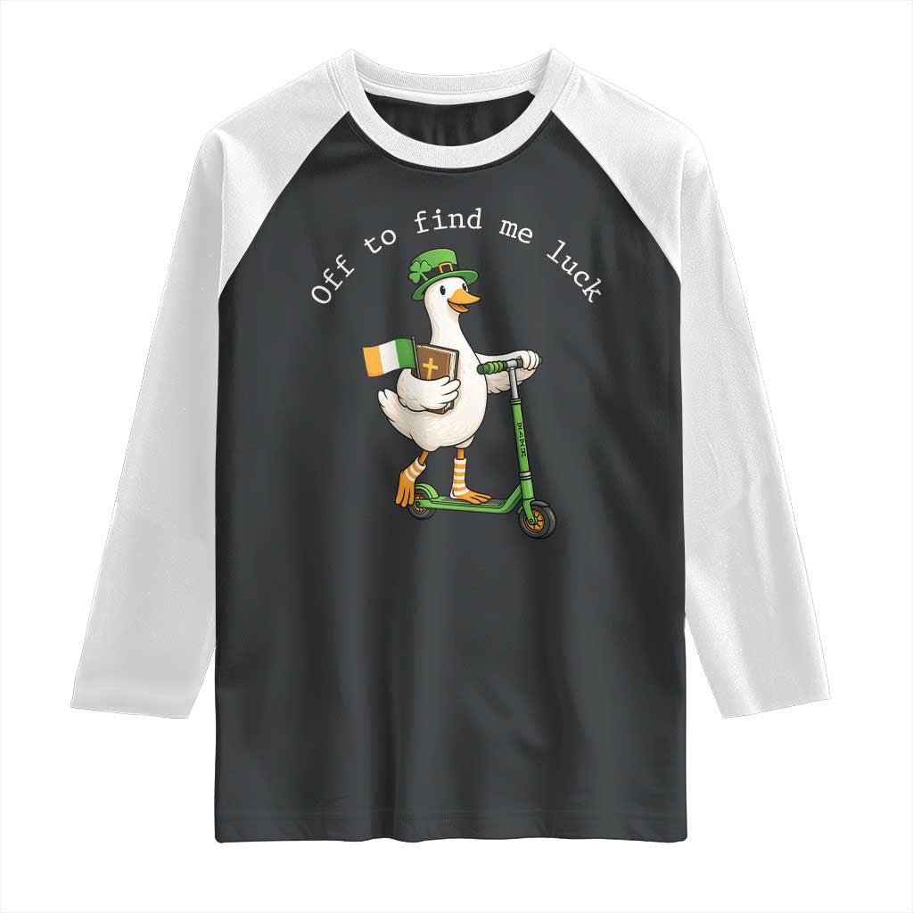 Funny Goose Christian St Patricks Day Raglan Shirt Off To Find Me Lucky