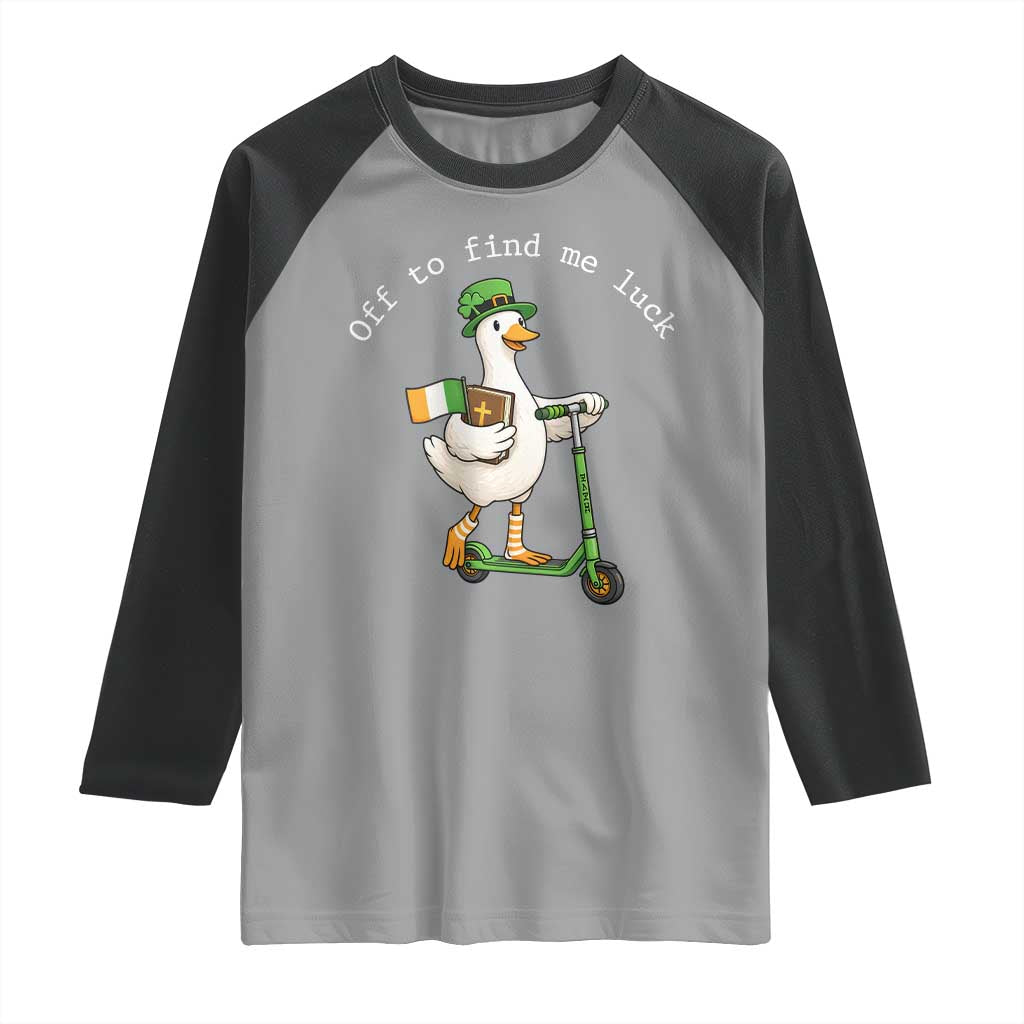 Funny Goose Christian St Patricks Day Raglan Shirt Off To Find Me Lucky