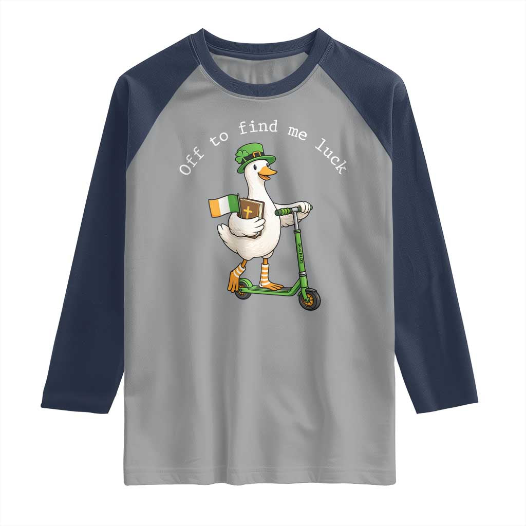 Funny Goose Christian St Patricks Day Raglan Shirt Off To Find Me Lucky