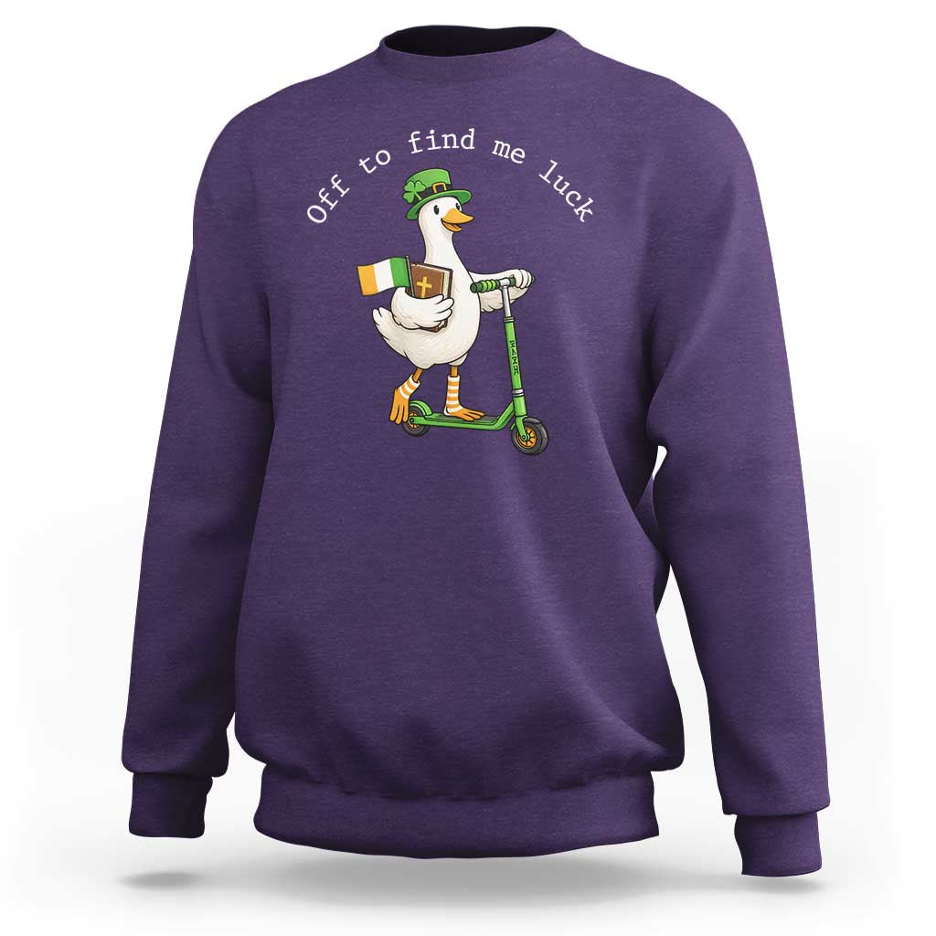 Funny Goose Christian St Patricks Day Sweatshirt Off To Find Me Lucky
