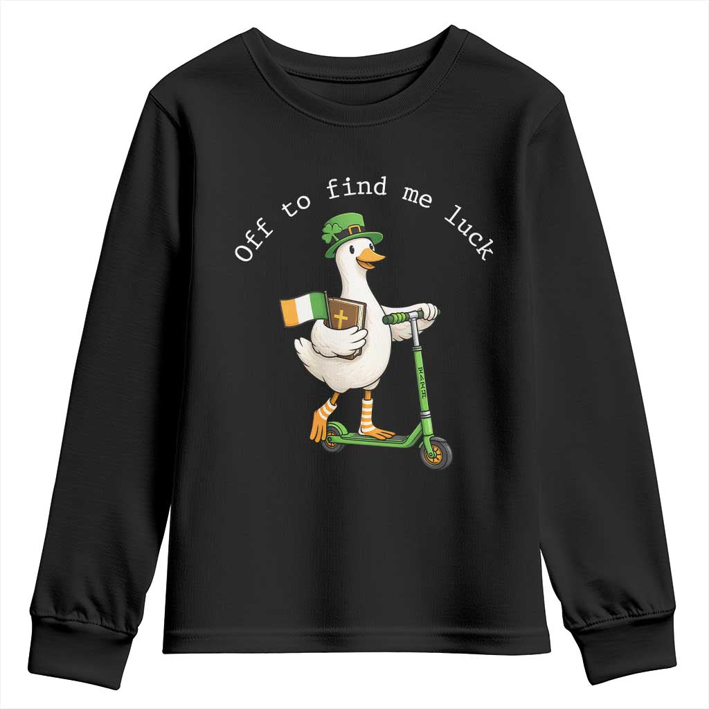 Funny Goose Christian St Patricks Day Youth Sweatshirt Off To Find Me Lucky