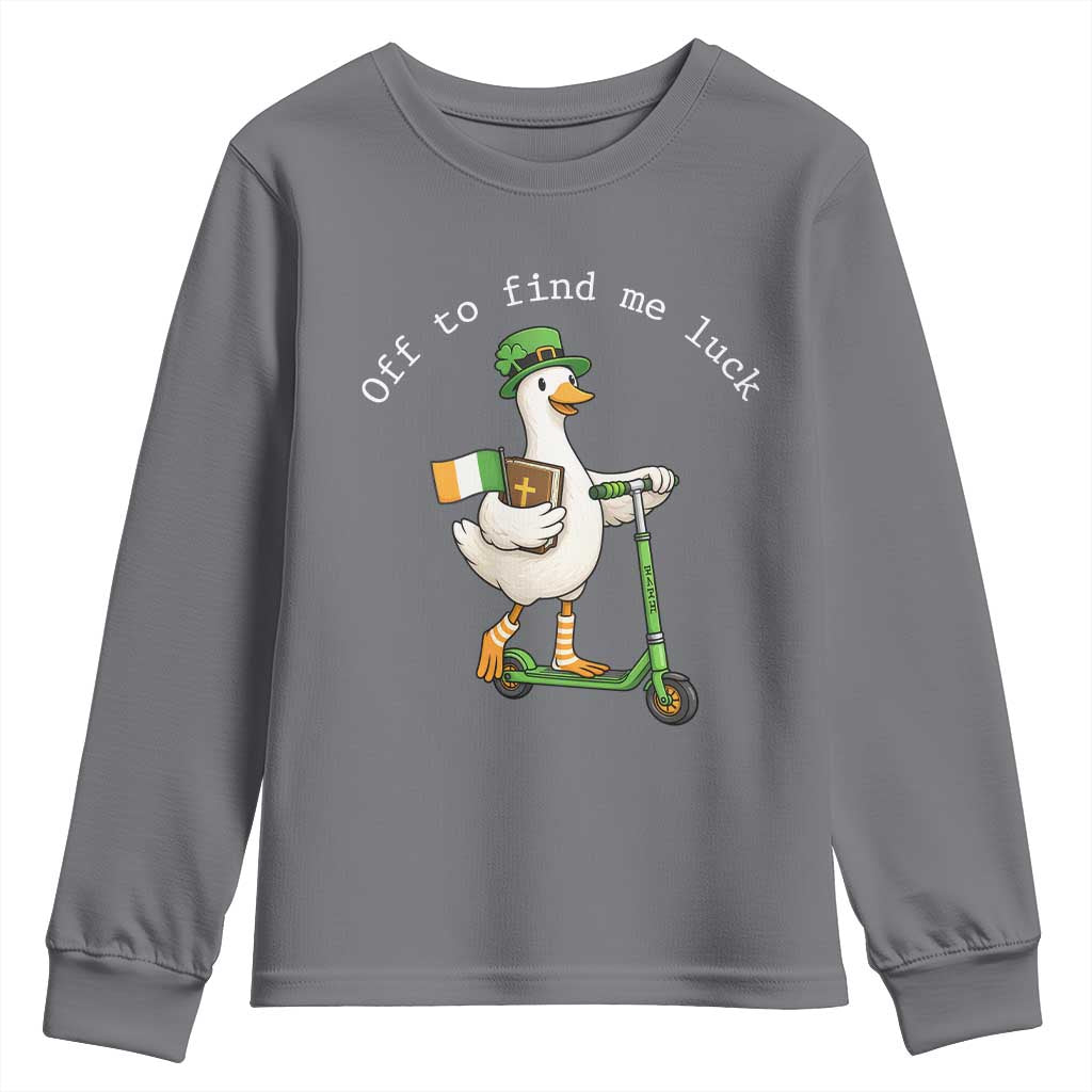 Funny Goose Christian St Patricks Day Youth Sweatshirt Off To Find Me Lucky